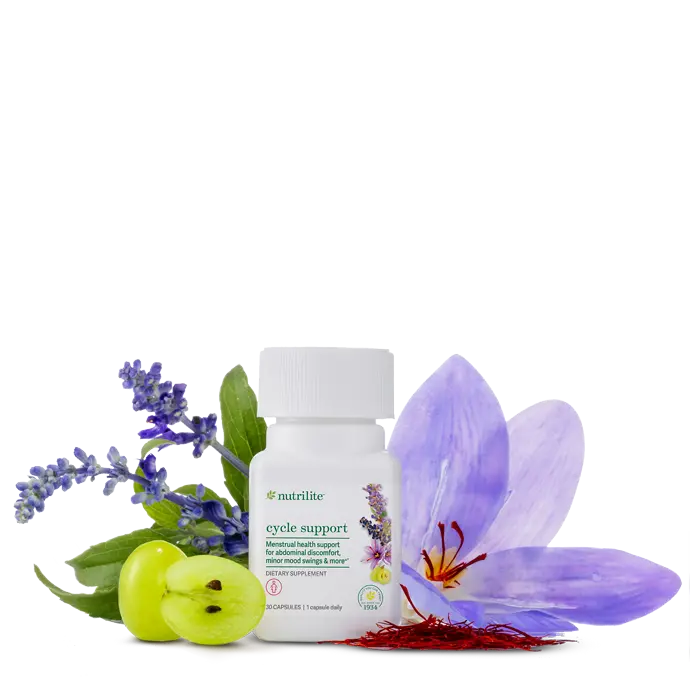 Amway Nutrilite Cycle Support Capsules | Chasteberry Saffron Grape Seed Extract | Plant-Based Formula with Botanical Ingredients | Vegetarian Gluten Free Soy Free Dairy Free Non-GMO | 30 Capsules | Nutrilite Cycle Support for Adults | Original Formula Plu