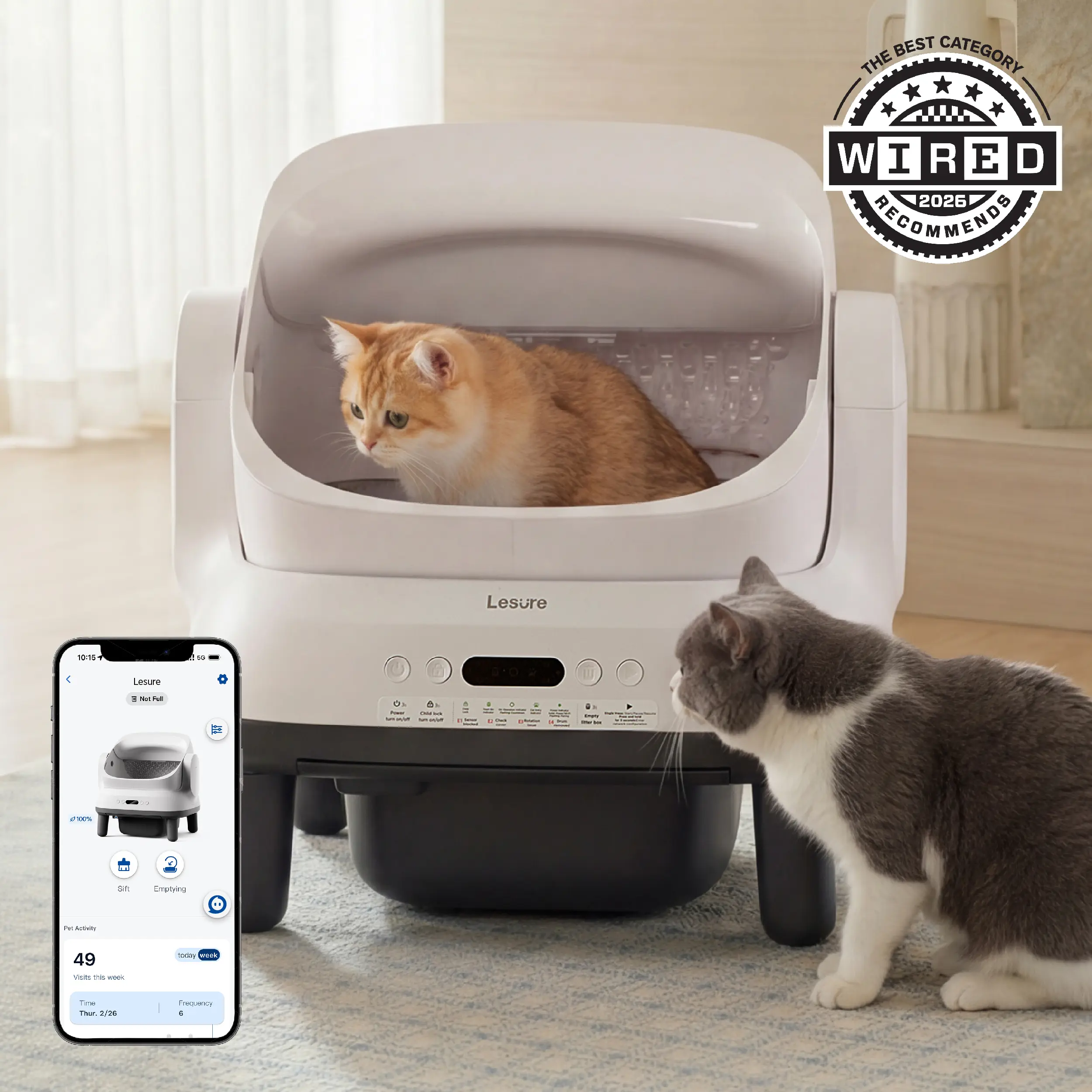 Lesure Self-Cleaning Litter Box - Safe, Odor-Free & Easy for Your Cat, Silicone, Self Cleaning Litter Boxes