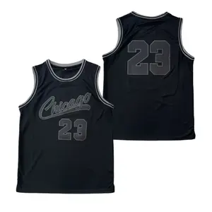 Men's Chicago basketball jersey #23 black gray lettering, elastic, suitable for basketball enthusiasts to wear for sports and leisure