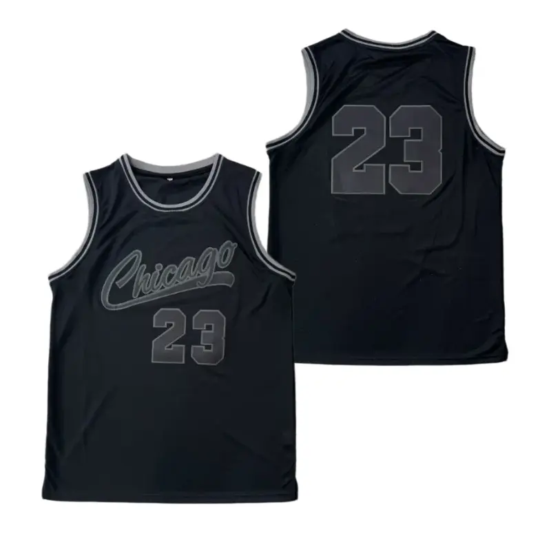 Men's Chicago basketball jersey #23 black gray lettering, elastic, suitable for basketball enthusiasts to wear for sports and leisure