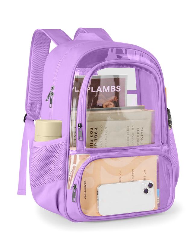 Clear Backpack, Fabric & PVC, Unisex Heavy-Duty Spacious Transparent Bookbag, Back to school gift, for School, Travel, Concerts, Vacation, Security