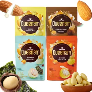 Queenam Mixed Chocolate Nuts 4 Flavors Pack 75g Premium Trio Snack from Vietnam No Preservatives Elegant Gift Packaging Traditional Flavor