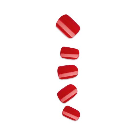 Impress Color No Glue Fake Press On Nails - Golden Harvest | Solid, Red, Short, Squoval, Manicure