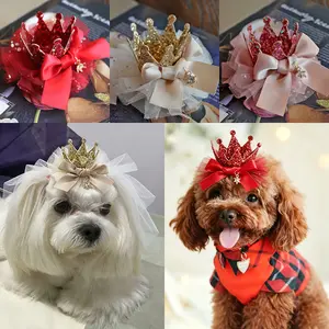 Pet sequined lace Crown, Queen Crown for Birthday New Year Costume for Small Dog Cat Cosplay Party Accessories Adoption Celebration Wedding Birthday Photos Prop Costume