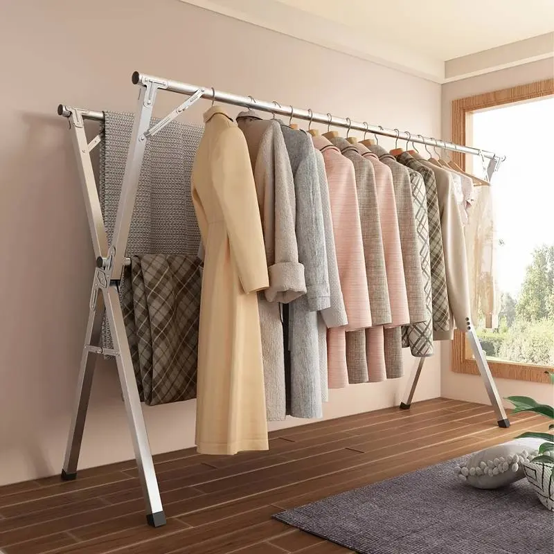 Three-Bar Foldable Clothes Drying Rack 79 inchs Retractable Length, Indoor & Outdoor Use, Durable Metal Collapsible Laundry Drying Rack, Heavy Duty Stainless Steel Clothesline Drying Racks, Drying Racks