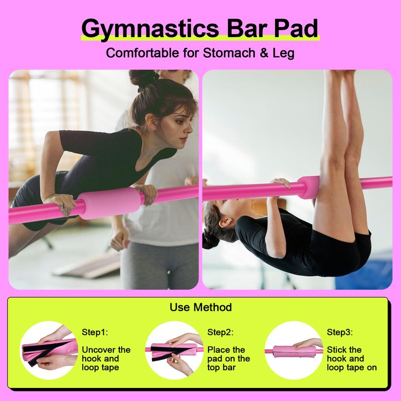 Safly Fun Expandable Gymnastics Bar for Kids - Height Adjustable Junior Training Bar for Home, Folding Gymnastic Horizontal Bars Equipment