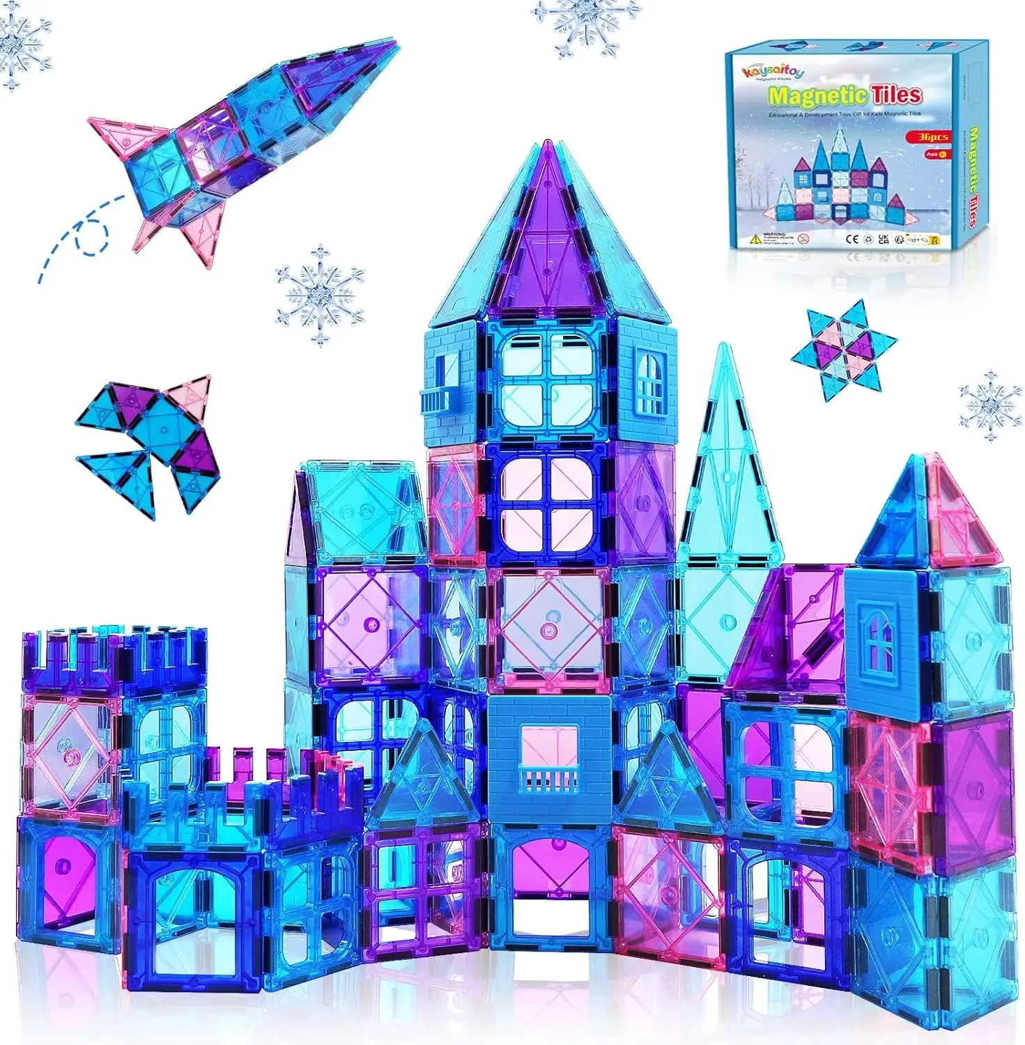 Magnetic Tiles Arctic Animal Magnet Tiles Toddler Toys for Girls Ages 3-5 4-7 6-8 Pretend Play Magnetic Building Blocks Kids Toys Gifts for 3+ Year Old STEM Learning and Fun