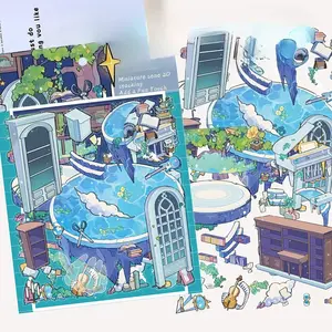 Four Miniature World-themed Stickers Featuring Relics, Made of Transparent PET Material. Suitable for Waterproof Decoration and DIY Creative Stickers for Suitcases, Phone Cases, Laptops, Helmets, Skateboards, Cellphone.