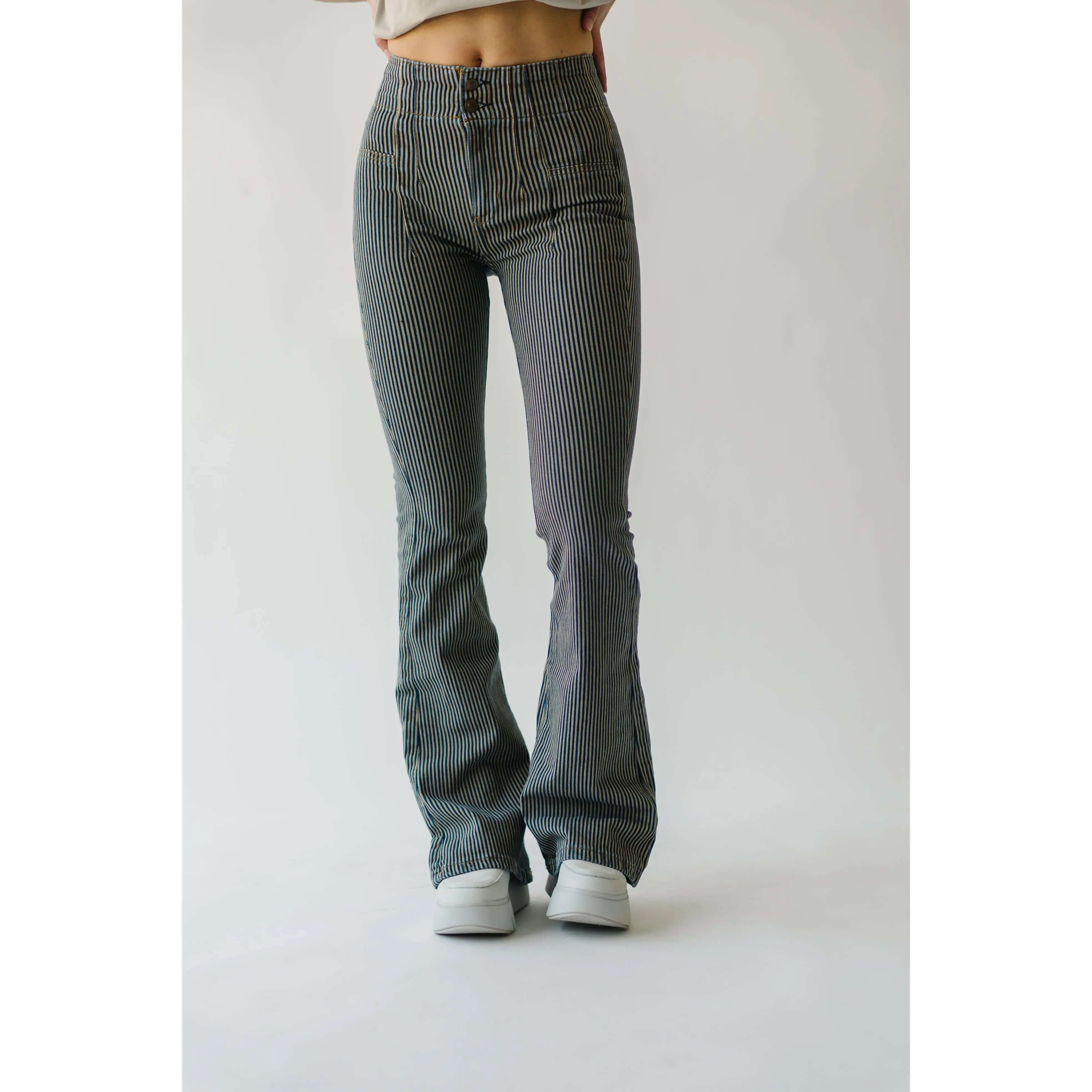 Free People: Jayde Railroad Flare Jean in Train Car Stripe
