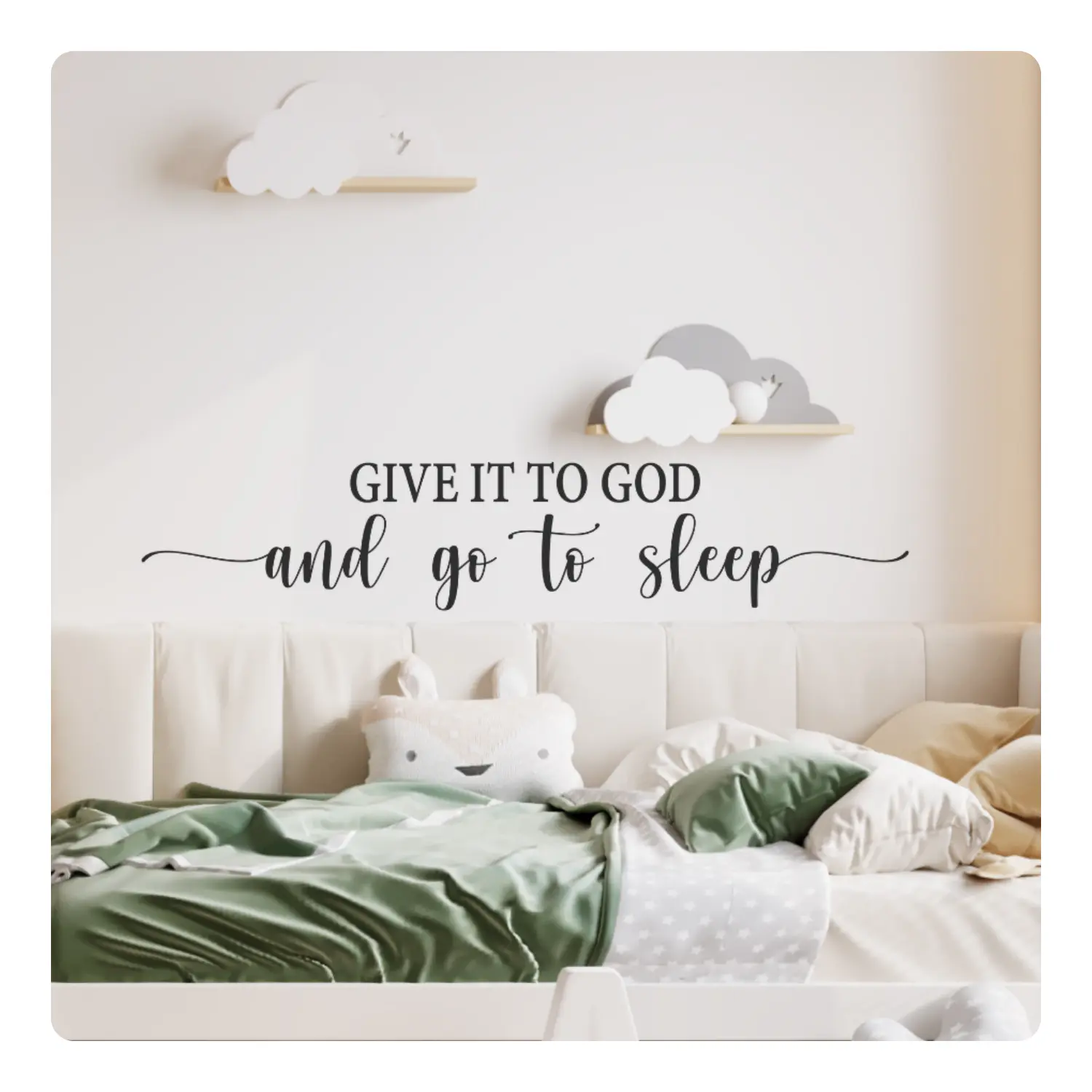 Give It to God and Go to Sleep - Inspirational Motivational Wall Decal Sticker Quote Art Decor Positive Saying Bedroom Kids Room Church, Removable