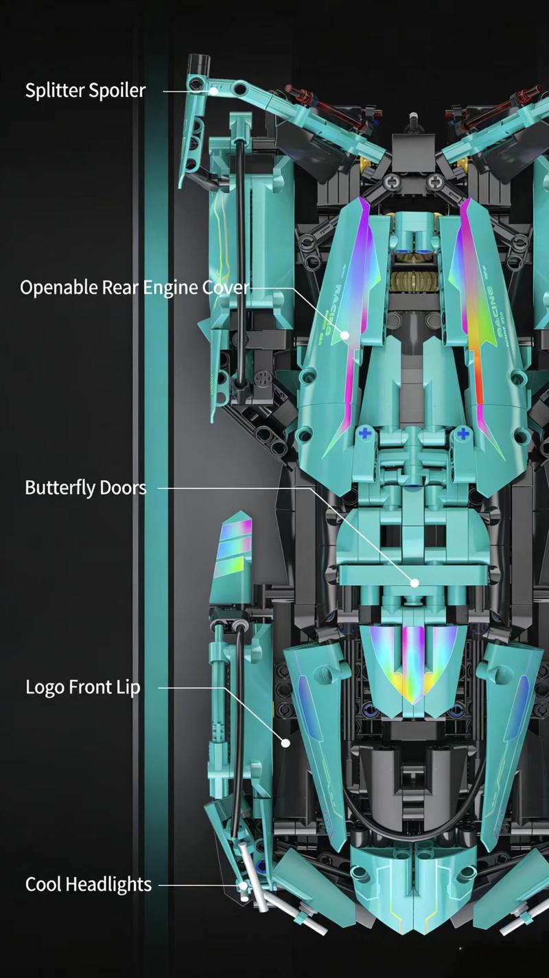 Compatible with Lego remote control toy building blocks, assembly supercar children's toy car racing model, small particles.