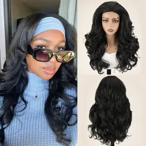 20 Inch Layer Synthetic 3 IN 1 Half Wig for Women Long Water Wave Curly Wig Invisible Hairline Black Color Afro Glueless Drawstring Cap for Easy Wear and Stable Fit Fashion Gift