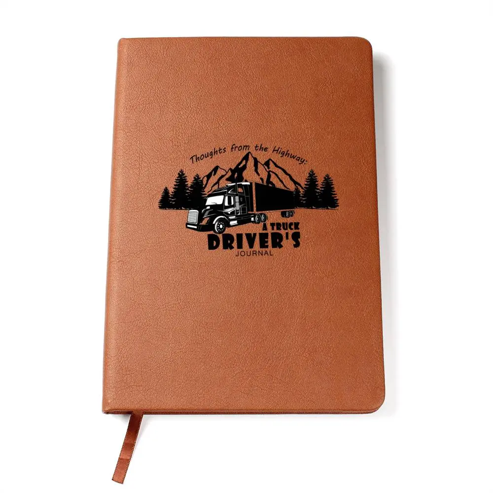 Thoughts from the Highway: A Customized Truck Driver's Journal with Graphic Design, Vegan Leather Cover, Ribbon Bookmark, 100 Sheets, 200 Lined Pages