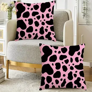 Leopard Print Plush Cushion Covers Set, Soft Cartoon Pattern Pillowcases, 45x45 Cm Sofa Bed Office Car Home Decor