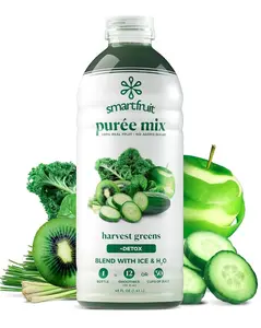 Smartfruit Harvest Greens + Detox – 100% Real Fruit Purée with Kiwi, Cucumber, Kale, Spinach, Lemongrass, Apple, Banana – Great for Smoothies, Juice, Yogurt, Cocktails, Teas & More – 48oz