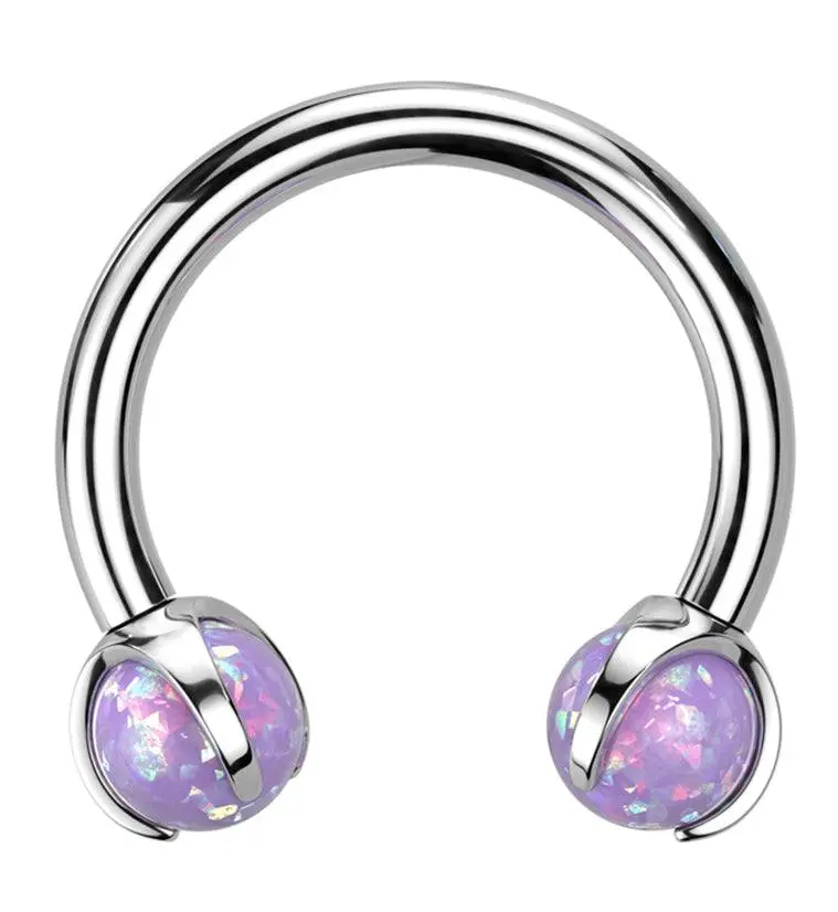 Claw Purple Opalite Titanium Internally Threaded Circular Barbell