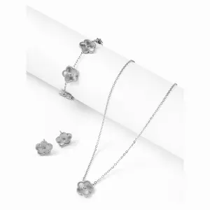 Cider 3PCS FLOWER EARRINGS & BRACELET & NECKLACE  SET