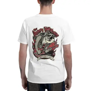 Men's Regular Fit Cartoon Wolf Graphic Print Round Neck Short Sleeve T-shirt for Daily Wear