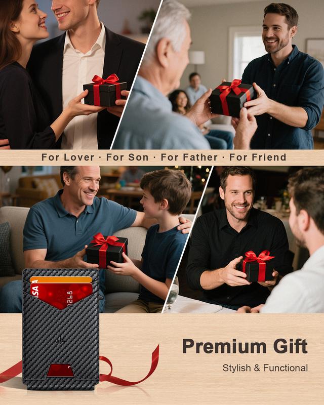 Wallet for Men Slim Minimalist Wallet with Money Clip ＆ ID Window RFID Blocking Pop-Up Credit Card Holder Smart Auminum Mens Wallet Holds 9-13 Cards, Front Pocket Bifold Christmas Gift For Men