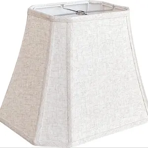 Natural Linen Square Cut Corner Lampshade 14 Inch, Oatmeal Spider Style Floor Lamp Table Lamp Replacement Shade, Easy Assembly