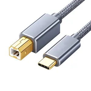 USB B to USB C Printer Cable 1.6FT/3.3FT/5FT, MIDI Cable to USB C, Nylon Type C to Type B 2.0 Printer Cord for MacBook, iPad, Piano, MIDI Keyboard, DJ Controller