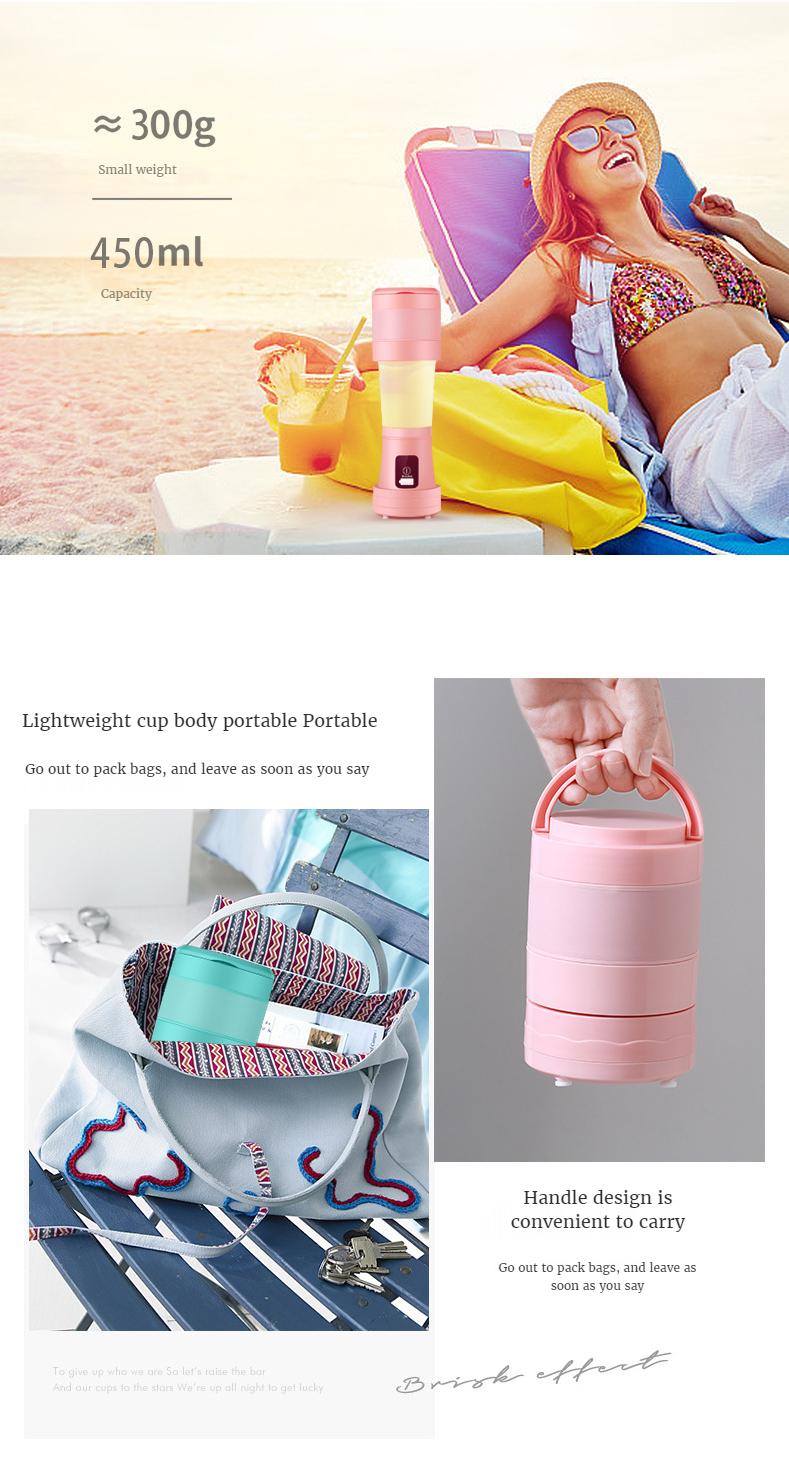 450ML Mini Portable Blender Mixer Cooking Appliances Food Processor Food Mixers Smoothie Blenders Cup Juicers Kitchen Appliance