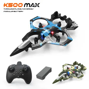 2026 New Year Upgrade K500 MAX Children's Combat Remote Control Airplanes & Drones RC Planes with LED Lights Altitude Hold 360º Flips Adjustable Speed for Boys Girls Indoor Outdoor 2 Batteries Perfect Gift