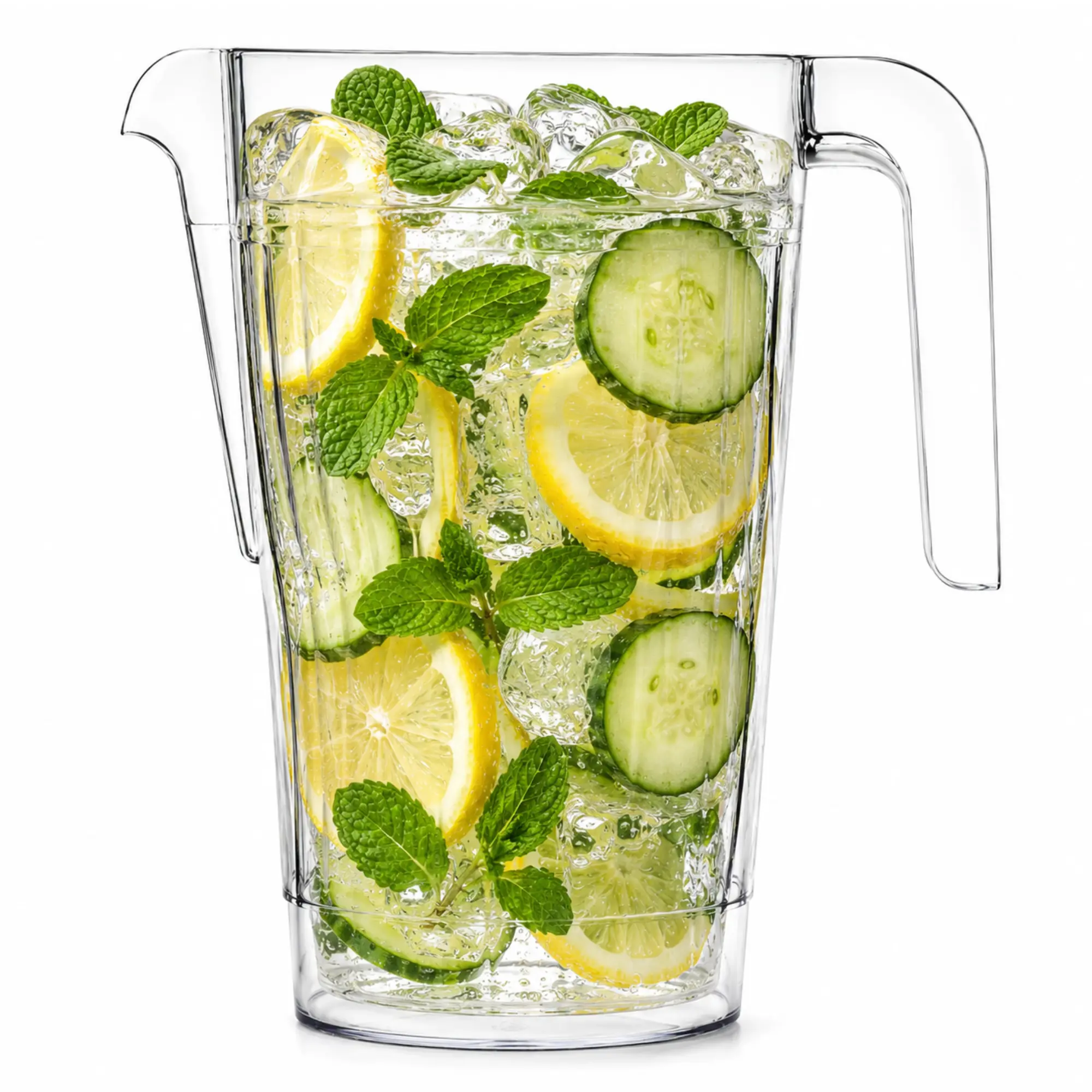 VeZee 48oz Clear Plastic Disposable Pitcher with Handle, Lightweight Beverage Jug for Water, Juice, Iced Tea, Lemonade, Cold Drinks, Party, Picnic, Catering & Everyday Use