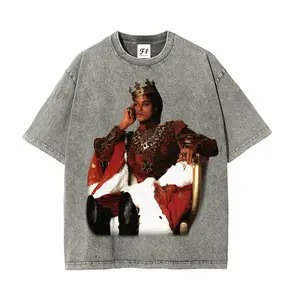 Retro Michael Jackson Crown Portrait Graphic Tee 260g Heavyweight Washed Cotton Oversized T-Shirt