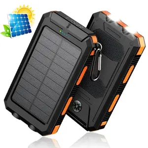 10000mAh Solar Portable Charger, Fast Charging Power Bank with Dual USB Ports, IP65 Waterproof, LED Flashlight & Compass for Outdoor Camping Hiking Backpackers Survival-10000mAh Solar Power Bank, Portable Fast Charger with Dual USB, IP65 Waterproof
