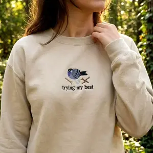 Pigeon Embroidered Sweatshirt, Pigeon Appreciation Crewneck, Embroidered Bird Jumper, Funny Bird Lover Gift