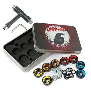 Skateboard Bearings, Premium 608rs Ball Bearing with T Tool - Pro Skateboard Bearings with Washers and Spacers (Pack of 8) (ABEC 11 Chrome Steel Bearing)
