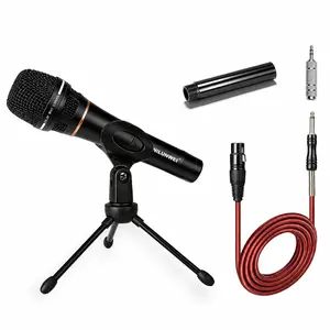 NILUNWEI YS-36D Dynamic Cardioid Directional Wired Vocal Microphone with 14ft XLR-to-1/4in Audio Cable, Desktop Tripod, Extension Rod, Storage Bag (Black)