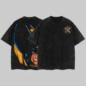 Superstyle Clawborn "Logan" Weapon X - The Mutants X-Team MCU superhero Comics Edition Double Printed Oversize Lightweight Acid Washed Tee Hoodie Sweater TV Series Graphic Design Top Cotton Streetwear Comic Superheroes T-Shirt Clothes Menswear Womenswear