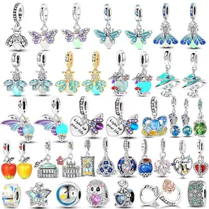 HAPI 925 Sterling Silver Glow In The Dark Firefly Dangle Charm Light Luminous Bead For Original Bracelet DIY Jewelry Making