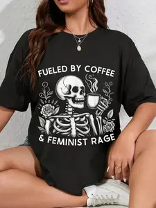 100% Cotton Fueled By Coffee & Feminist Rage Feminism Coffee Lovers T-Shirt
