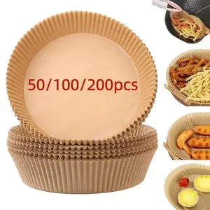 Round air fryer baking mats, 1 set, suitable for 3-5 liter universal air fryers, oil-absorbing baking paper, food-grade baking mats, suitable for home kitchens, gift set.