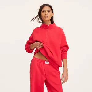 Women's Snap Mockneck Popover Sweatshirt - Parke Red L/XL