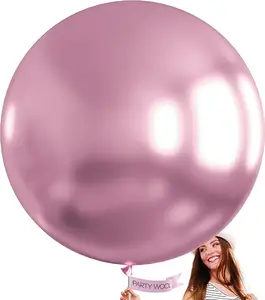 PartyWoo Metallic Purplish Pink Large Balloons, 4 pcs 36 Inch Big Giant Jumbo for Birthday Party Decorations, G108