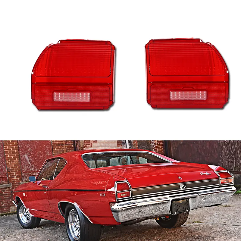2pcs Pair Red Tail lamps Light Tailight Lamps Lenses For 1969 Chevy Chevelle Malibu,Replace OEM 5961109