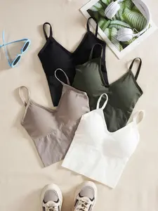 Women's Plain Criss Cross Backless Sports Bra, Casual Breathable Sports Top for Yoga Gym Workout, Women's Sport & Outdoor Clothing for All Seasons