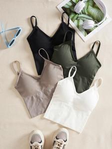 women's plain criss cross backless sports bra, casual breathable sports top for yoga gym workout, women's sport & outdoor clothing for all seasons, workout bras