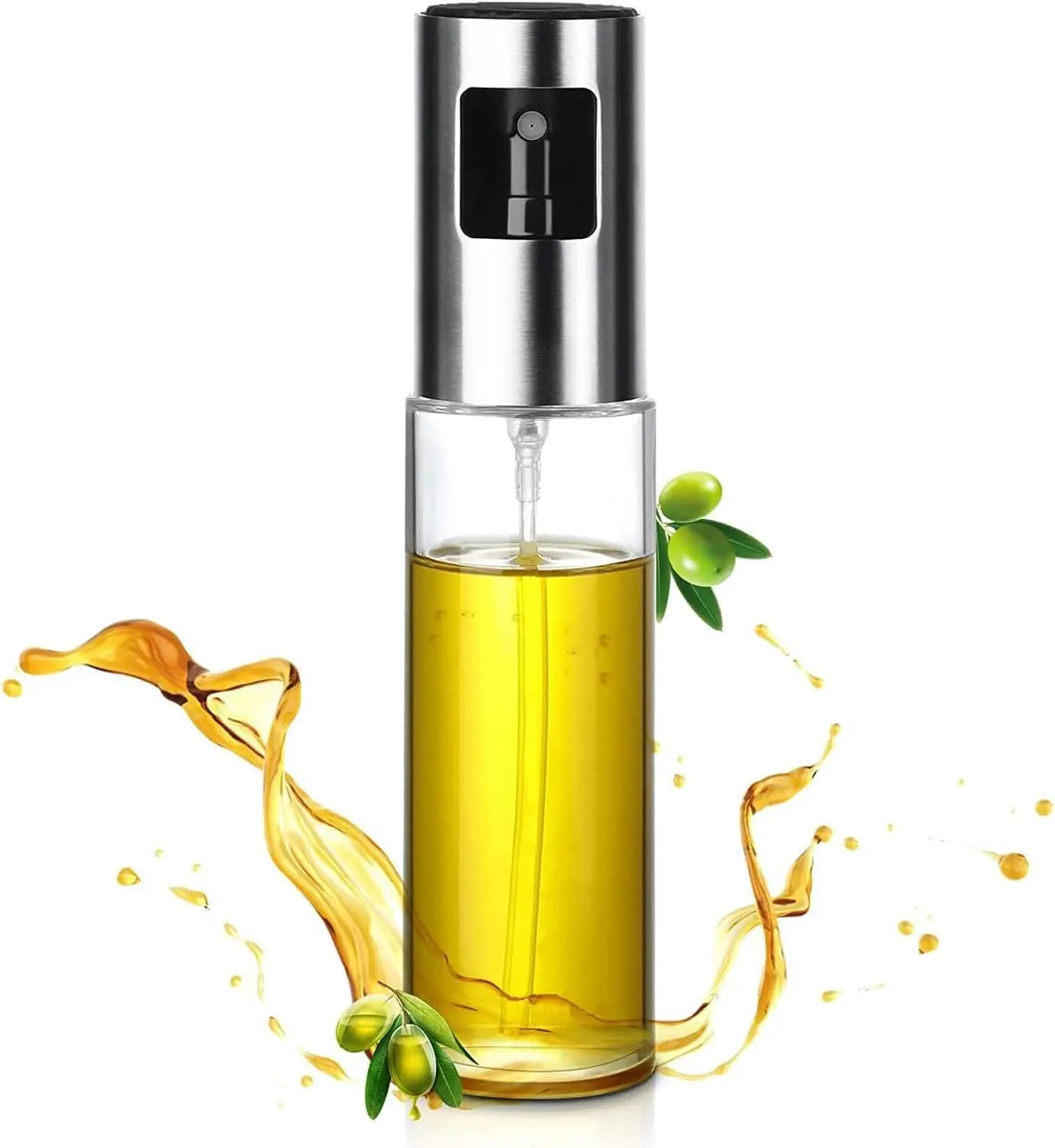 100ml Stainless Steel & Glass Kitchen Oil Sprayer Dispenser, Portable Food-Safe Kitchen Gadget for Air Fryer, Baking, Grilling, Dispensers, Kitchen Oil Dispenser