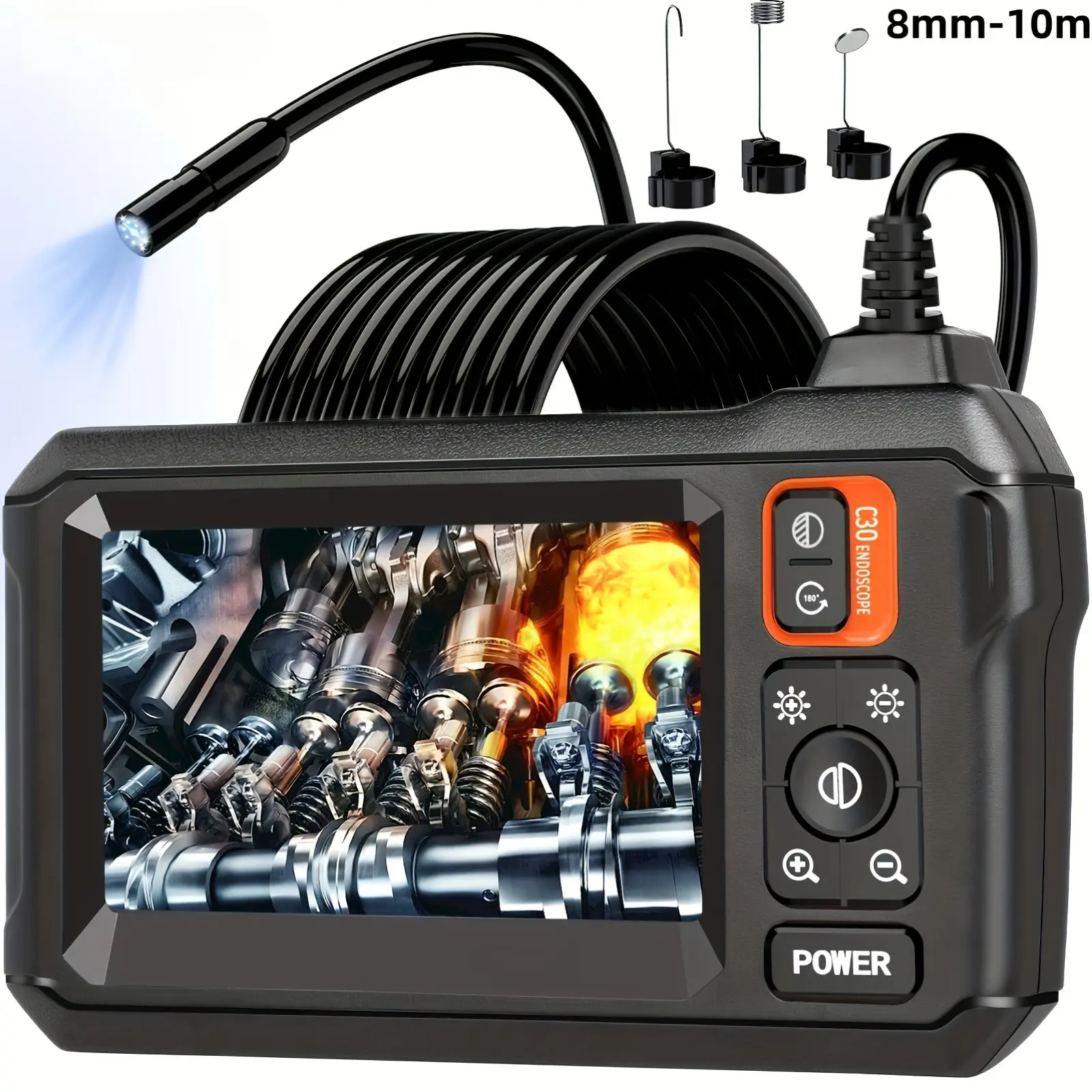 4.3" IPS LCD Screen Endoscope 393.7 inch Snake Shaped Camera IP678mm Single Lens Camera for Auto Repair & Plumbing Inspection Rechargeable Battery