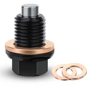 M14 x 1.5 Magnetic Oil Drain Plug T6 Aviation Aluminum with Red Copper Crush Washer Gasket Compatible With Ford,GM,Hyundai,KIA and More Select Models