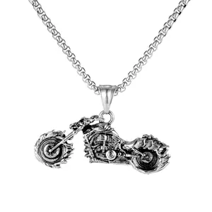 Accessories Retro Trendy Man Domineering Pendant Stainless Steel Creative Skull Motorcycle Pendant Necklace