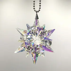Crystal Ornament Aurora Borealis and clear Starflower Prism Colorful Magnificent Crystals 2 3/4-inch