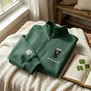 Embroidered Vitamin G Guinness Quarter Zip Sweatshirt: Irish Beer Shirt, St Patrick's Day Tee, Irish Drinking Gift