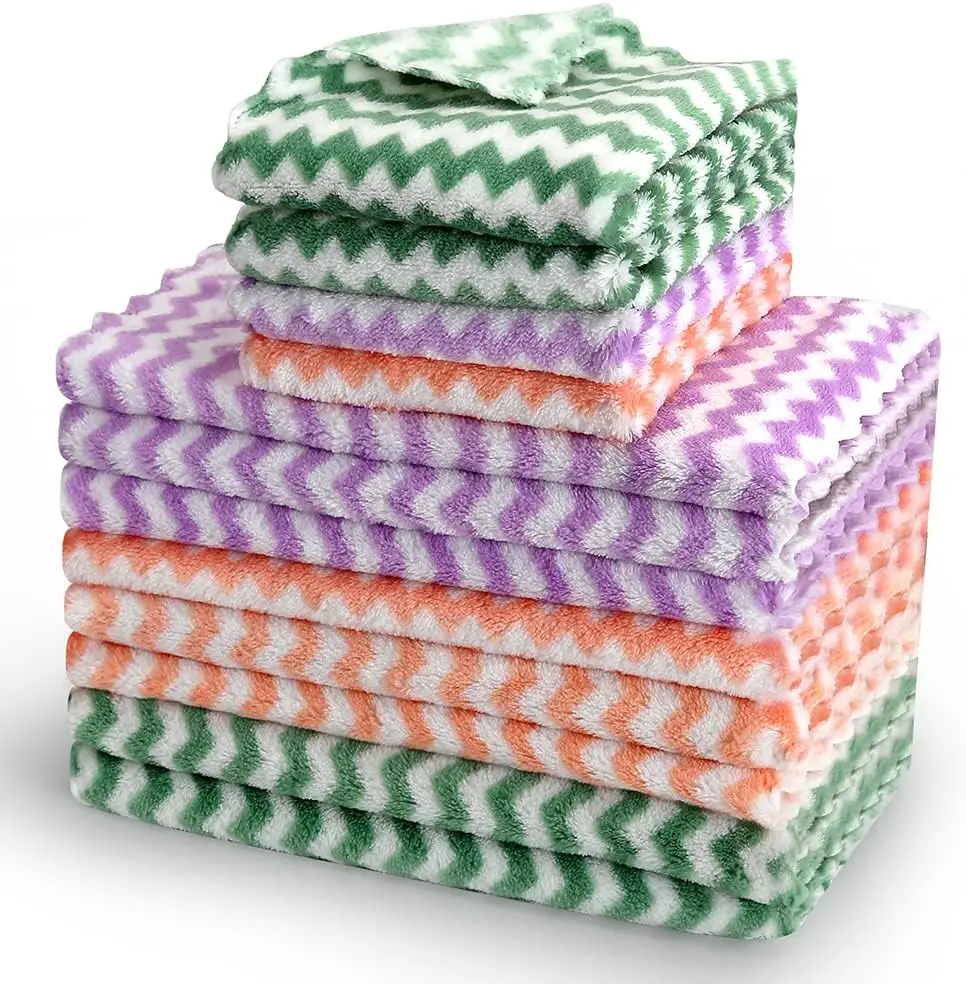12 Pack Microfiber Cleaning Cloth, Dish Cloths,10x10 Inches Dish Towels, Super Soft and Absorbent Kitchen Dishcloths, Microfiber Hand Household Velvet