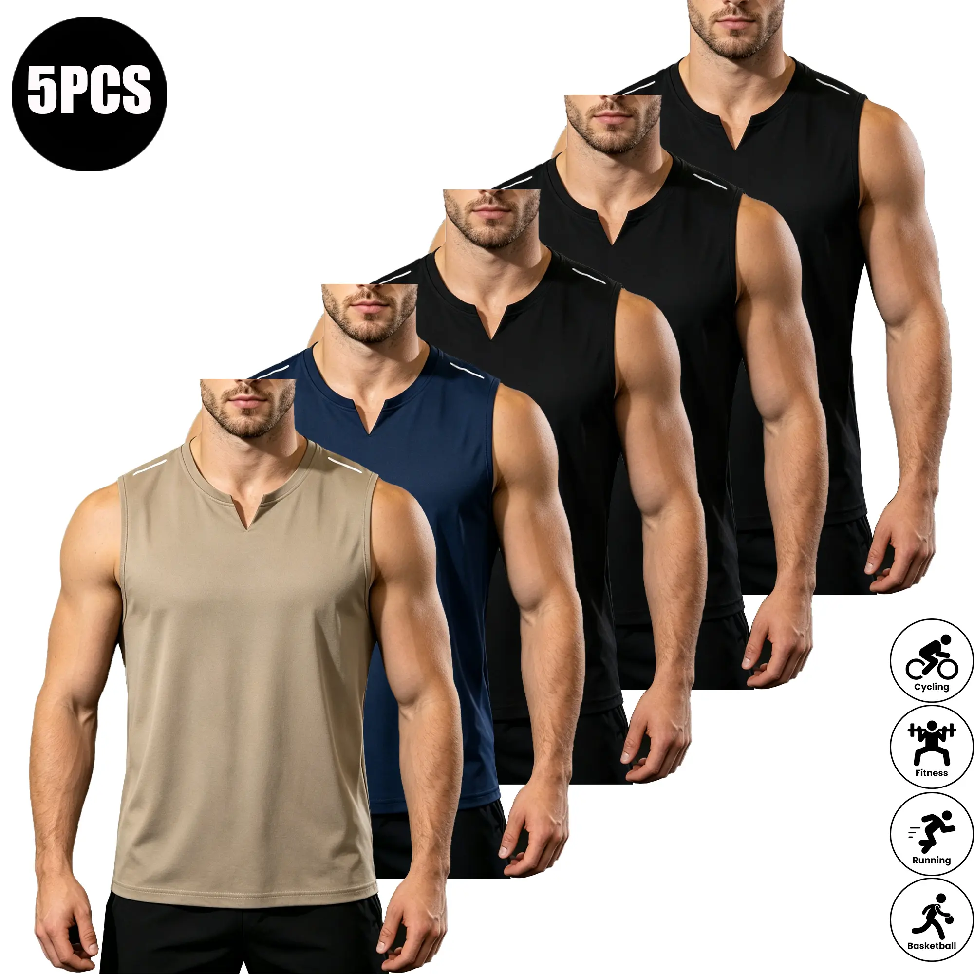 Black + Black + Black + Dark Blue + Khaki